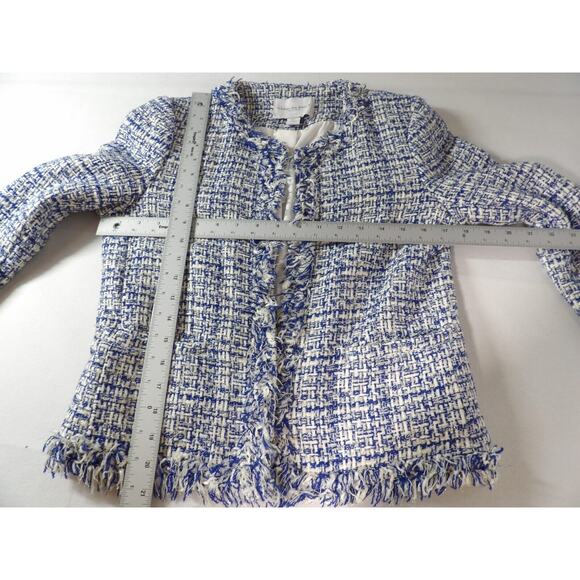 Carolina Belle Montreal Blazer Cardigan Small Tweed Blue Silver Woven Artsy - Picture 4 of 14